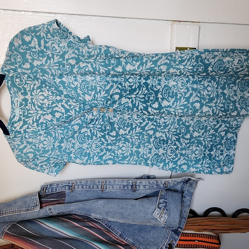 Maurice's Turquoise Burnout V-Neck Tee